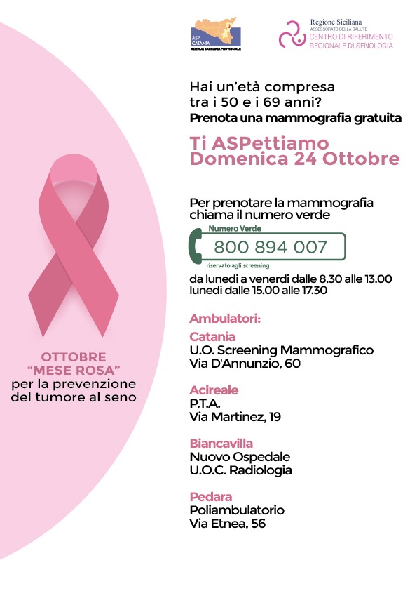 ASP Catania, screening mammografici gratuiti