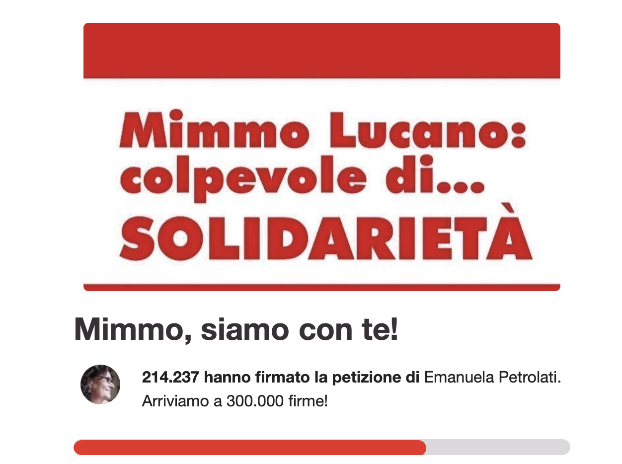 Mimmo Lucano petizione su change.org