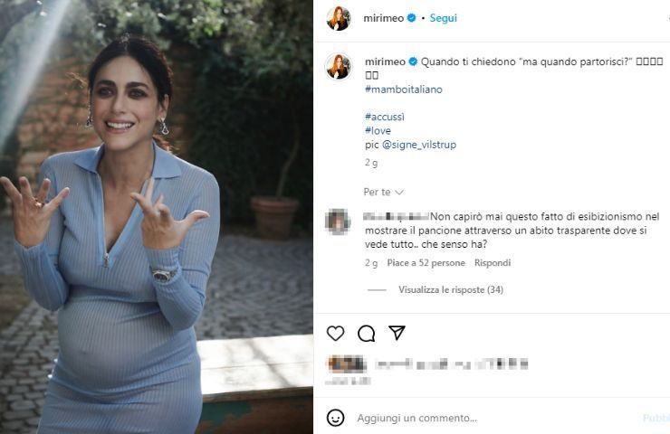 Il commento incriminato sul profilo di Miriam Leone