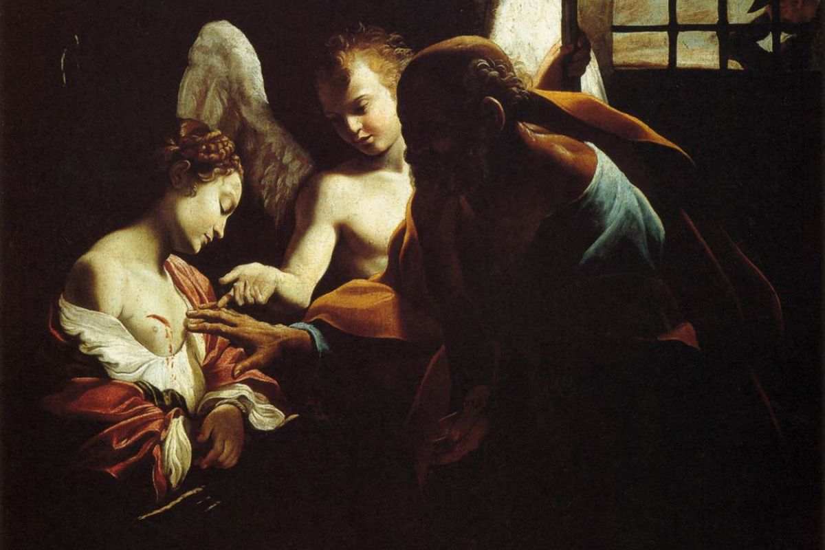 Sant'Agata visitata in carcere da san Pietro e l'angelo - Giovanni Lanfranco